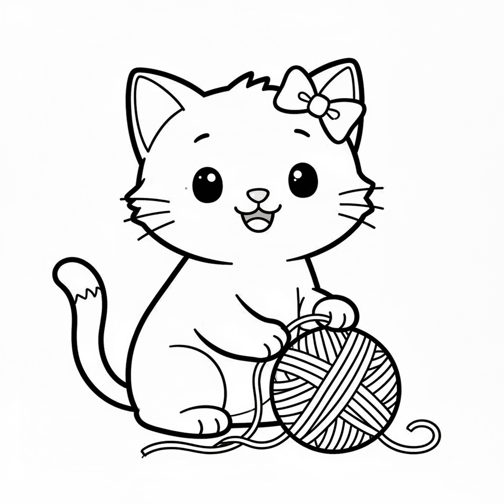 Beispiel-Ausmalbild Katze zum Ausdrucken, in schwarzer Strichzeichnung